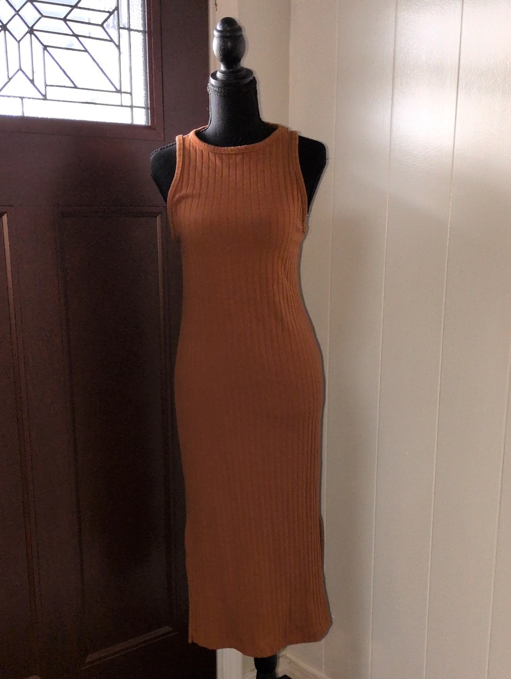 "Old Navy" Ribbed Tank Midi Dress in Rust Size Medium